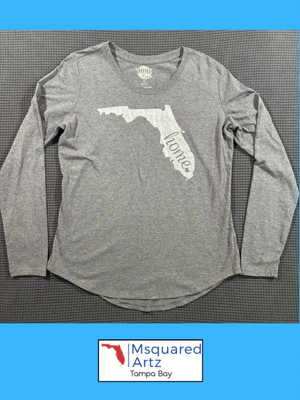 Home Free Florida Home Women's Gray Long Sleeve Graphic Shirt Size Medium 8/10